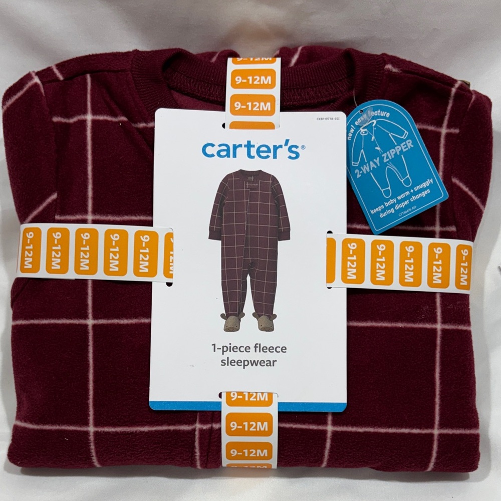 Carter's Maroon Checkered Fleece Sleepwear